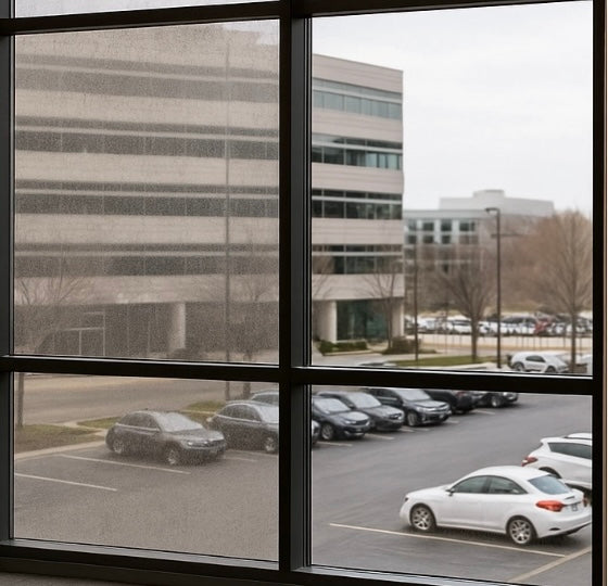 Vitre sale : Avant l'utilisation du robot lave-vitre Purenza.